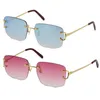 Großhandel verkaufen Randlose T8200816 Zarte Unisex Mode Sonnenbrille Metall Fahren Gläser C Dekoration Hoher Qualität Designer UV400 Objektiv Brillen
