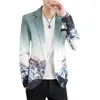 Dégradé Floral Blazers Hommes Mode Casual Mariage Blazer Affaires Costume Social Vestes Bureau Robe Manteau Costume Homme Vêtements 210527