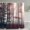 Green Forest Nordic Style Shower Curtains Set With Hooks Waterproof Green Natural Landscape Home Decoration Bathroom Curtain 210609