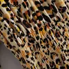 Fashion Leopard Print Mini Women Bow Tie Ruffles Elastic Waist Dress Ladies Long Sleeve A Line Vintage Dresses 210413