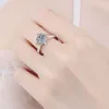 Real Moissanite Corolla Engagement Ring Women 14K White Gold Plated Sterling Silver Diamond Rings Wedding Band Bridal Jewelry