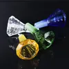 Unique Diamond Glass Slides Bowl Pieces Round Clear Pipes 14mm Male Joint Oil Burner Thick Heavy Herb Tobacco Bowls Handle For Smoking Bongs