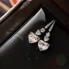 Choucong Brand Wedding Jewelry Set Luxury Stunning Heart Shape White Topaz CZ Diamond Gemstones Eternity Dangle Earring Women Clavicle Necklace For Lover Gift