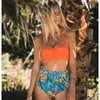 Bikinis de cintura alta push up women swimsuit plus size swimwear roupas de banho retro biquini floral conjunto de biquini 210621