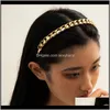 Drop Delivery 2021 Simple Gold Twist Chain pannband Fashion Hollow Alloy Hair Bands for Women Wash Scrunchies smycken Tillbehör Partihandel