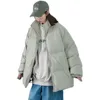 Bolubao Mode Mäns Vinter Hong Kong Style Parkas Casual Stand Krage Tjock Vadderad Jacka Solid Färg Lösa Dagliga Parkas Män 211124