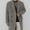 무릎 위로 겨울 두꺼운 느슨한 더블 브레스트 따뜻한 롱 코트 9Y4486 210524에 대한 IEFB 모직 코트 남자의 한국어 패션