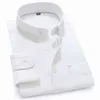 Белый 100% хлопок Оксфордские повседневные рубашки для мужчин с длинным рукавом сплошной бизнес мужские платья рубашка кнопка воротник простой мужская одежда G0105
