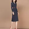 カジュアルドレス春秋の長袖エレガントなヴィンテージドレス女性のオフィスレディース正式なビジネスワークを着用ボディコンワンピースプラスサイズ