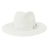 Chapeau de paille à large bord pour hommes et femmes, chapeau de protection solaire avec boucle de ceinture blanche, Panama, plage, Jazz, vente en gros, été, 2021