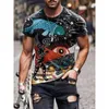 T-shirt moda uomo Pantaloncini estivi T-shirt a manica Uomo Streetwear Stampa casual Girocollo Abbigliamento 7 colori