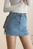 Skirts 2021 Korean Version Of High Waist Denim Skirt Short Summer Anti-glare Split A-line