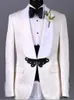 Real Photo Ivory Paisley Groom Tuxedos Красивый мужской Вечернее платье Тост Костюм вечеринка Blazer Одежда (Куртка + брюки + жилет + галстук) Нет: 089