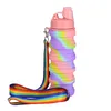 500ml Kamuflaż Silikonowy Składany Butelka Wody Odkryty Czajnik Portable Rainbow Telescopic Cup Hardeatring Camping Materiały z Smyczką