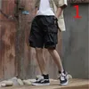 Summer Casual Shorts Street Fashion Solid Color Cordon Outillage Cinq Pantalons 210420