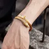 Bracelet Punk en fil d'acier doré, ouverture de robinet en acier inoxydable moulé, bracelet tendance Viking pour hommes et femmes, cadeau pour filles 211227194f
