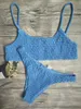 Damskie Stroje Kąpielowe Żółte Ruffles Crochet Sexy Bikini Zestaw Kobiety Push-Up Wyściółka Biustonosz Bibijowy Swimsuit Trójkąt Kostium Kąpielowy Mujer Bikinis