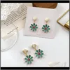 Drop Delivery 2021 Green Daisy Stud Earrings For Women Dripping Oil Petal Flower Sunflower Short Simple Fashion Jewelry Accessories C5Pnu