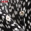 Tangada Moda Kadınlar Leopar Baskı Elbise Uzun Kollu V Boyun Bayanlar Mini Elbise Vestidos 3W26 210609