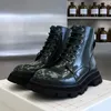 Runway Tjock Sole High Top Martin Stövlar Kvinnor Rund Toe Real Leather Lace Up Flat Platform Skor Höst Fritid Ankel Botas 2021