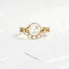 Wedding Rings Daily Midi For Women Fashion White Crystal Curved Gold Color Ring Set Classic Engagement Anniversary Gifts Jewelry