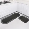 Lange keuken mat rubberen gebied Tapijt Super Absorberende vloermatten Napa Skin Oval Bathmat Eenvoudig schoon te maken Non-Slop TAPIS 220301