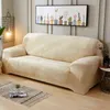 Plysch grå soffa täcker för vardagsrum sträcka elastiska tjocka slipcover husdjurstolshanddukshanddukmöbler protektor 1pc 211116