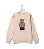 Men and women cartoon bear T-shirt print polos shirt 2021 long-sleeved pullover letters 100% cotton fashion round neck