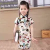 Robe chinoise pour petites filles, vêtements d'été en coton et lin, robes traditionnelles rouges pour fête du nouvel an, Qipao G1218, 2021