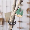 3 st / set jul trä hängande smycken nyår xmas träd droppe dekorationer älg bil hus form pendants kdjk2109