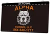 TC1060 Alpha Towing LLC Segnale luminoso Incisione 3D bicolore