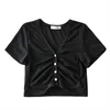 HSA Women Elegant V Neck Bow bundet Casual Cotton Kimono Blus Shirt Women Short Sleeve Chic Brand Feminina Topps Button Top 210716