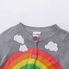 Mudkingdom Toddler Girl Boy Cardigan Sweater Lightweight Rainbow Clouds Knit Outerwear for Kids Clothes Cotton Spring Autumn 210811