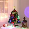 クリスマスの装飾66＃光のあるdiyの木は、輝く輝く輝く人工雪霜の松の針の年の小さな卓上クリスマスの木