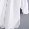 women simply style buttons decoration casual white poplin blouse office lady side split shirts chic blusas tops LS6562 210420