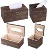 Tissue Boxes & Napkins Wooden Box Paper Napkin Holder Dispenser Case Bathroom Office Desk Decor