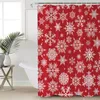 Duschgardiner Dearhouse Curtain Christmas Snowfakes Red Happy Year Badrum Dekoration