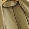 Vrouwen Elegante Khaki Lange Trench Coat met Riem Batwing Mouw Kantoor Dames Werklijtage Jas Uitloper Windbescherm Roupas 210515