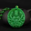 Pendentif Colliers Collier pour hommes Femmes Vert Naturel Pierre Amulette Chaîne Perlée Mille Mains Guanyin Bijoux Cadeau