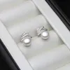 925 Sterling Silver Stud oorbellen Fijne sieraden Fashion Natural zoet water Wit Zwart Parel Earring Verjaardag cadeau