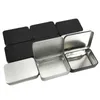 Scatole da imballaggio in metallo nero argento Scatole per gioielli Custodia per carte di credito Organizzatore Rettangolo Piccola scatola di latta vuota