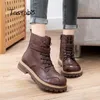 Wild Comfortablkasual Kobiety Buty Jesień Zima Gorąca Skóra Okrągła Głowa Martin Bnoots Dlassic Retro Moda Wygodne Proste Kobiety Buty S692