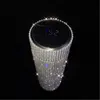 500ml copo de diamante com temperatura display luxo copo senhoras flash aço inoxidável de aço inoxidável strass portátil caneca de água aniversário presente em massa atacado