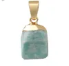 Pendentifs Drop Delivery 2021 Naturel Carré Cristal Pastel Druzy Pendentif Colliers Healing Point Gemstone Original Real Stone Style Gold Edged