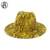 Moda cappelli di feltro di lana Fedora a tesa larga per le donne Pelle di serpente fascia a strisce berretto da jazz uomo primavera inverno cappello Panama cappelli stile Fedora e borsalino