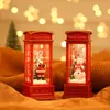 Juldekorationer Santa Claus Interior Telefon Booth Small Oljelampa Snowman Scene Layout Lysande Dekoration Present