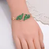 Charm Armband 2021 Shining Crystal Statement Armband Gold Color Chain Luxury Peacock Feather Women Jewelry