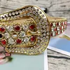 أزياء BB Simon Rhinestone Belt for Women Designer Mens مع أحزمة أحجار Rhinestons الكاملة من Golden Big Buckle