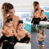 Family Matching Mother and Daughter Clothes Outfits Mom Dress Sweater Off Shoulder Long Sleeve Kintwear 210724