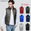 Klasyczne Męskie Męskie Lekkie Down Casual Jesień Zima Puffer Kamizelka Kurtka Mężczyźni Zipper Zipper Mężczyzna Kamizelka Gilet 210524